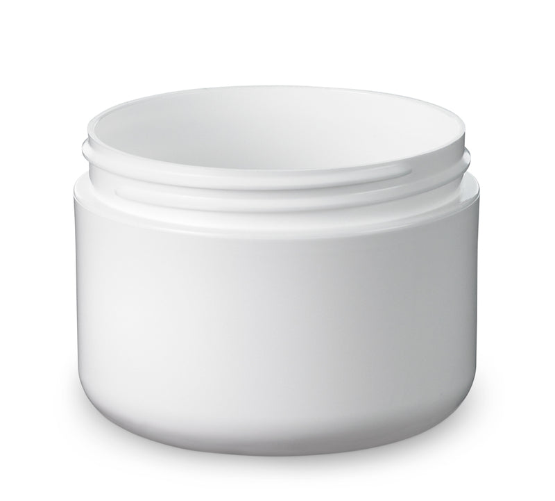 8 oz White 89-400 Double Wall Round Base PP Plastic Jar