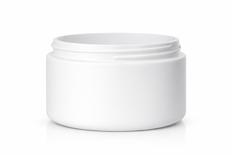 8 oz White 89-400 PET Straight Sided Wall Low Profile Plastic Jar