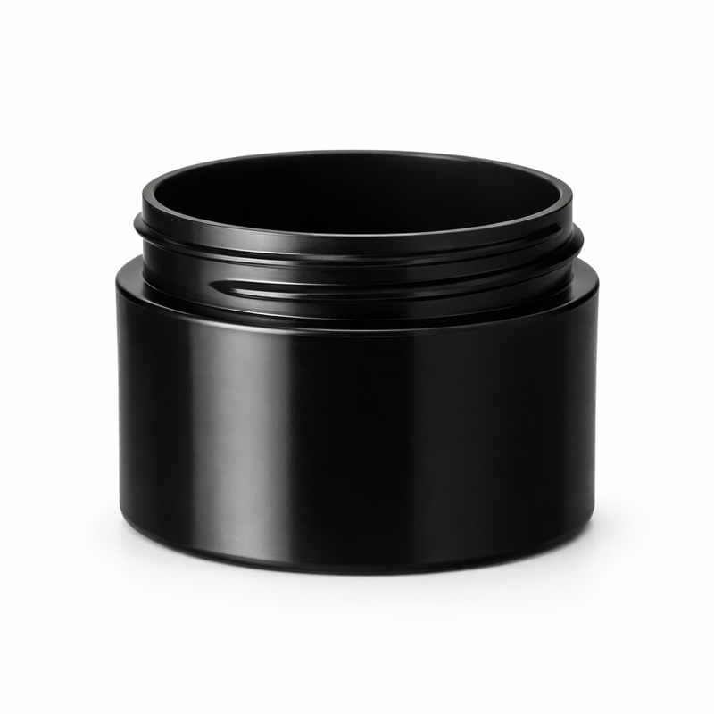 1 oz Black 53-400 PP Double-Wall Square Base Plastic Jar