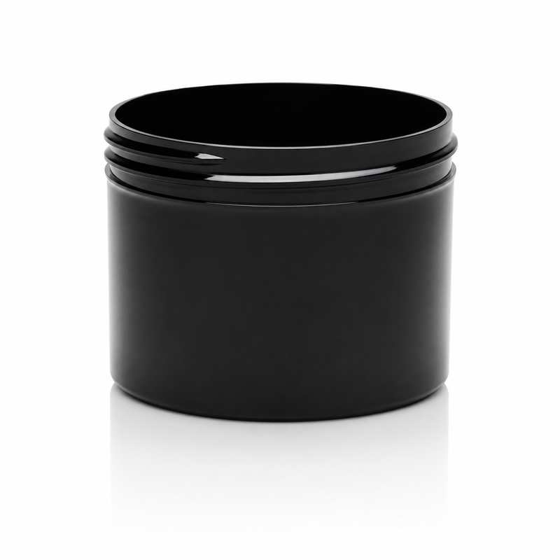 8 oz Black 89-400 PP Single Wall Plastic Jar