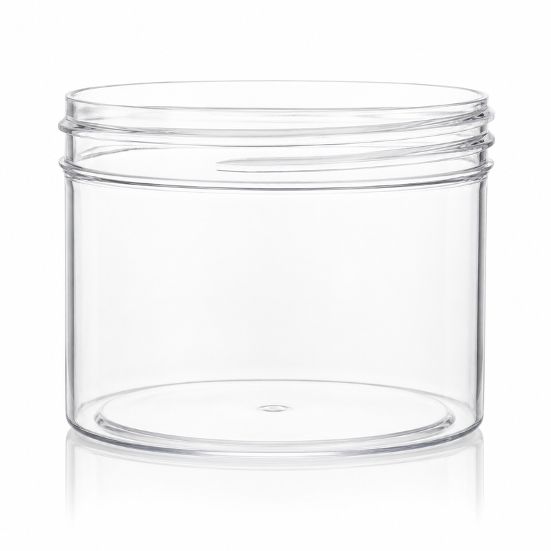 8 oz Clear 89-400 PS Regular Wall Plastic Jar