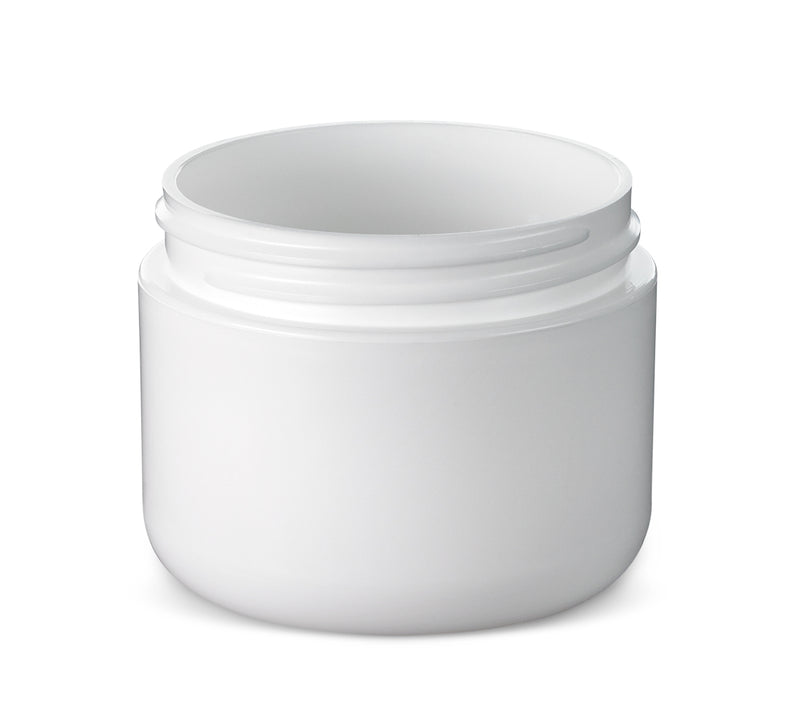 2 oz White 58-400 PP Double-Wall Round Base Plastic Jar