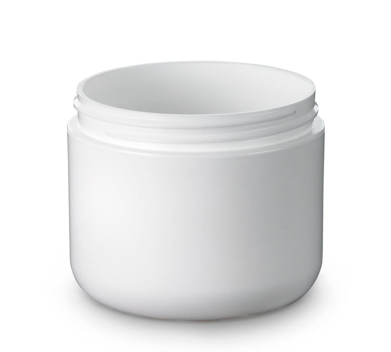 4 oz White 70-400 PP Double-Wall Round Base Plastic Jar