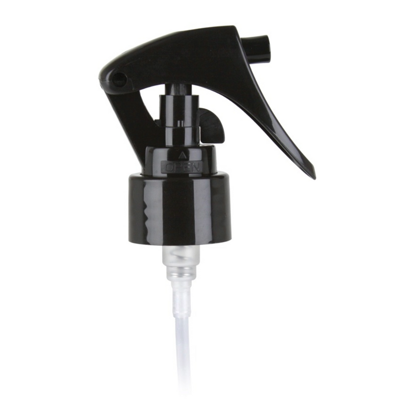 24-410 Black Mini Trigger Style Fine Mist Sprayer (6.75" Dip Tube, .21mL)