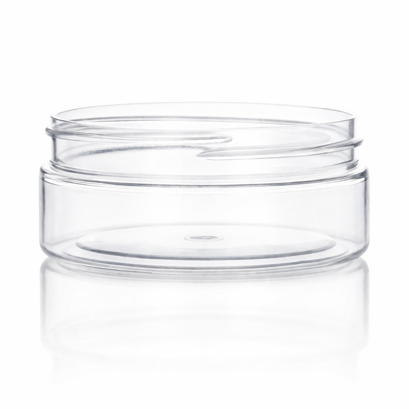 6 oz Clear 100-400 PET Straight Sided, Single Wall Round, Low Profile Jar