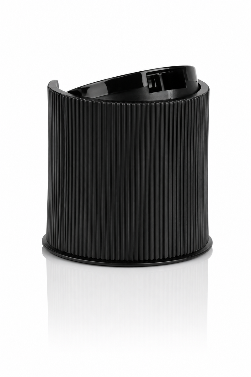 24-410 Black Ribbed Disc Top Cap PP (.312" Orifice)
