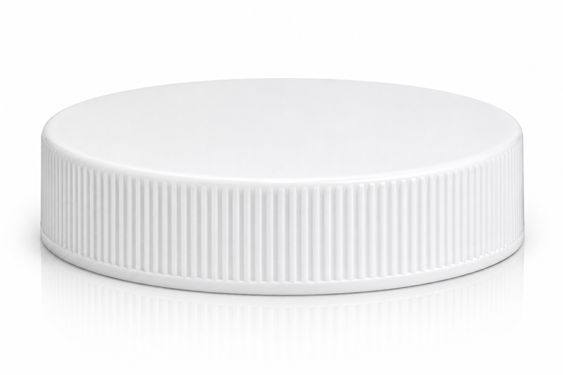 89-400 White Fine Ribbed Matte Top Cap (Pressure Sensitive Liner)