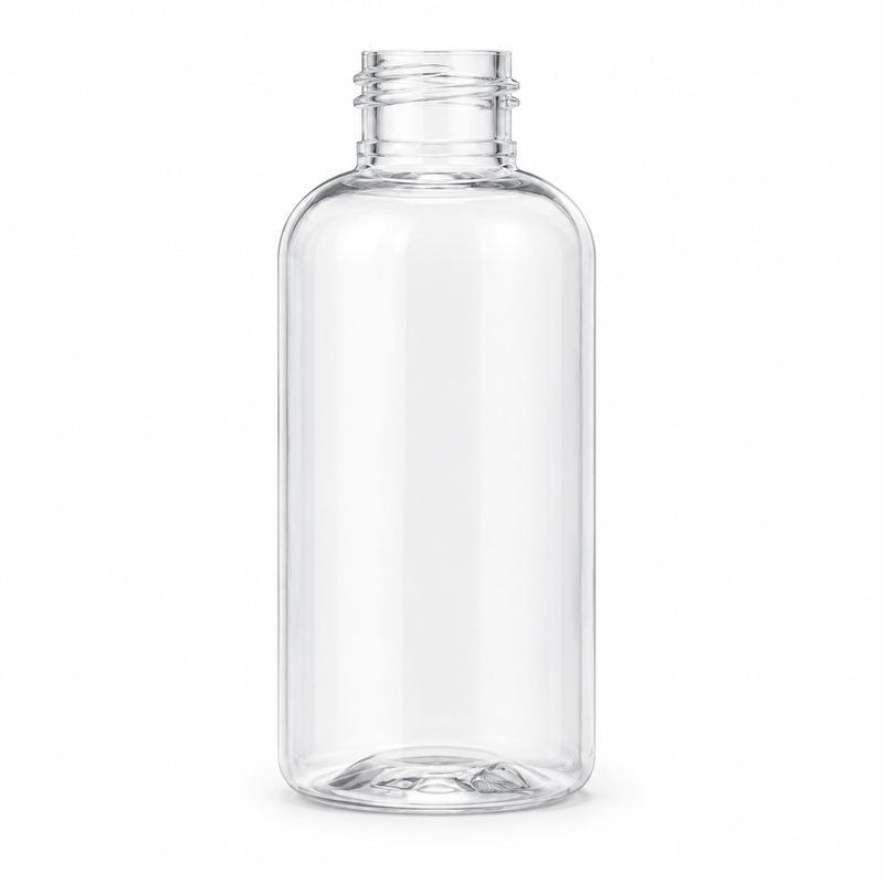 2 oz Clear 20-410 Boston Round PET Plastic Bottle