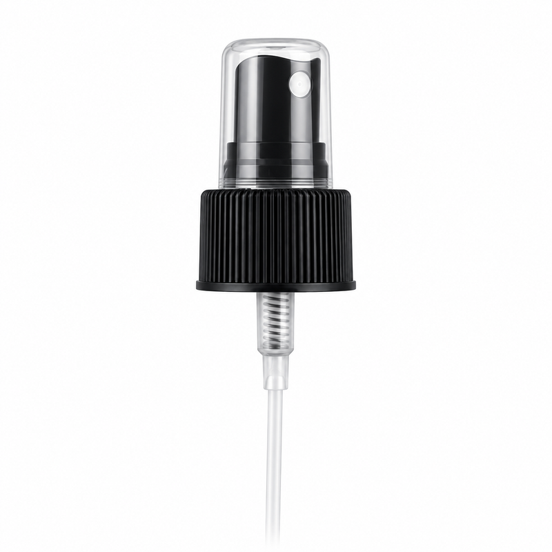 24-410 Black Fine Ribbed Fine Mist Sprayer 7.6875" Dip Tube (Output 0.16cc)