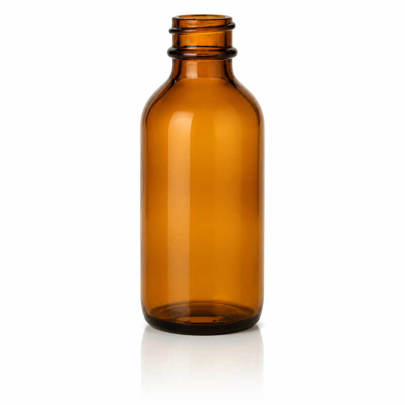 2 oz Amber 20-400 Boston Round Glass Bottle