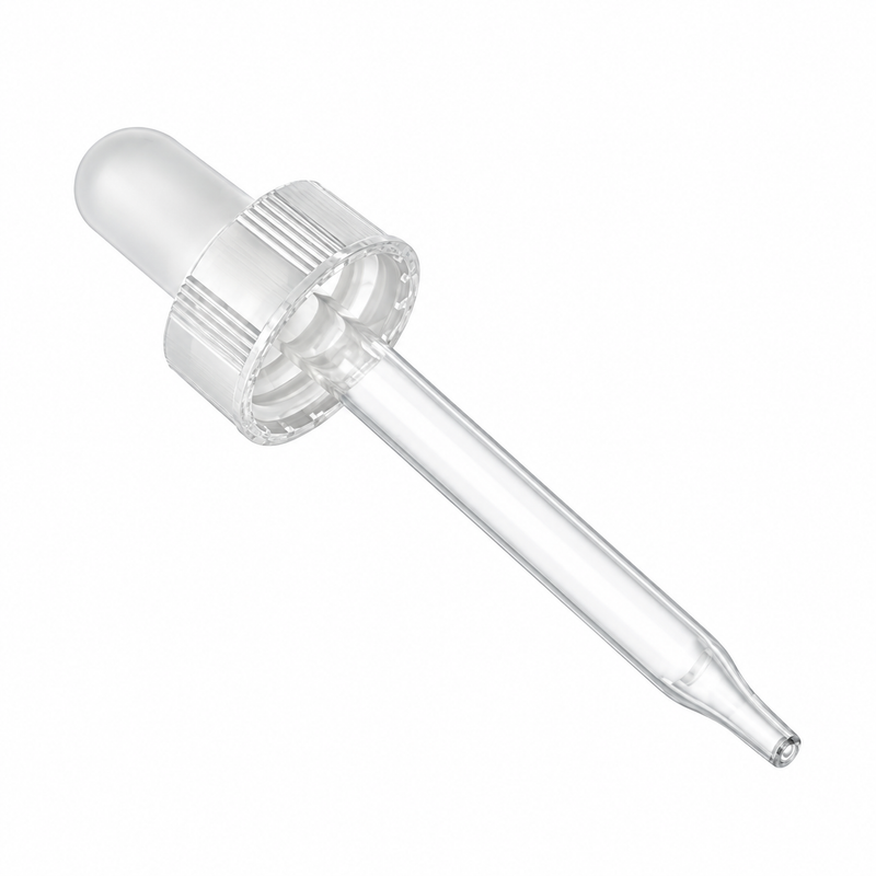 20-400 White Ribbed Dropper Assembly Glass Pipette (Fits 1 oz)