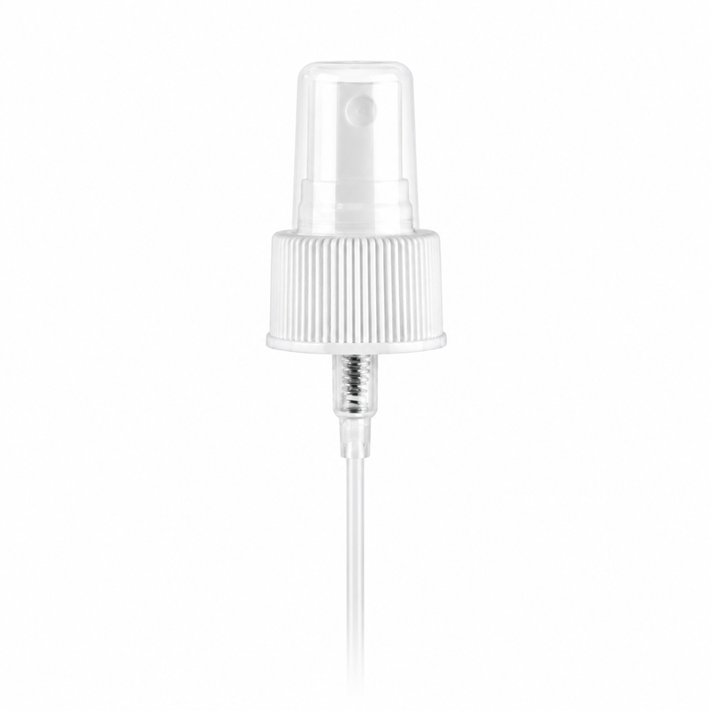 24-410 White Fine Ribbed Fine Mist Sprayer 6.75" Dip Tube (Output 0.16cc)
