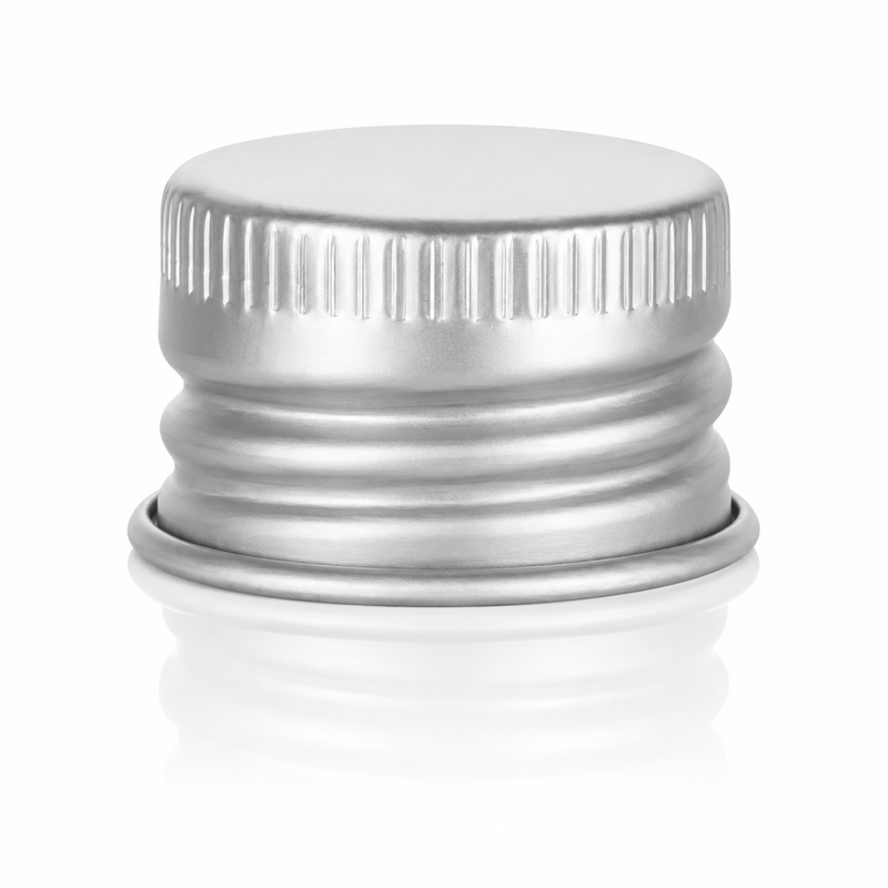 20-410 Silver Aluminum Ribbed Neck Metal Cap (Foam Liner)