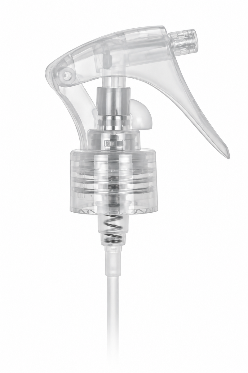 24-410 Natural-Colored Fine Mist Mini Trigger Sprayer (7.75" Dip tube, .21mL)