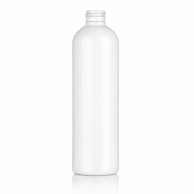 8 oz White 24-410 HDPE Cosmo Round Plastic Bottle