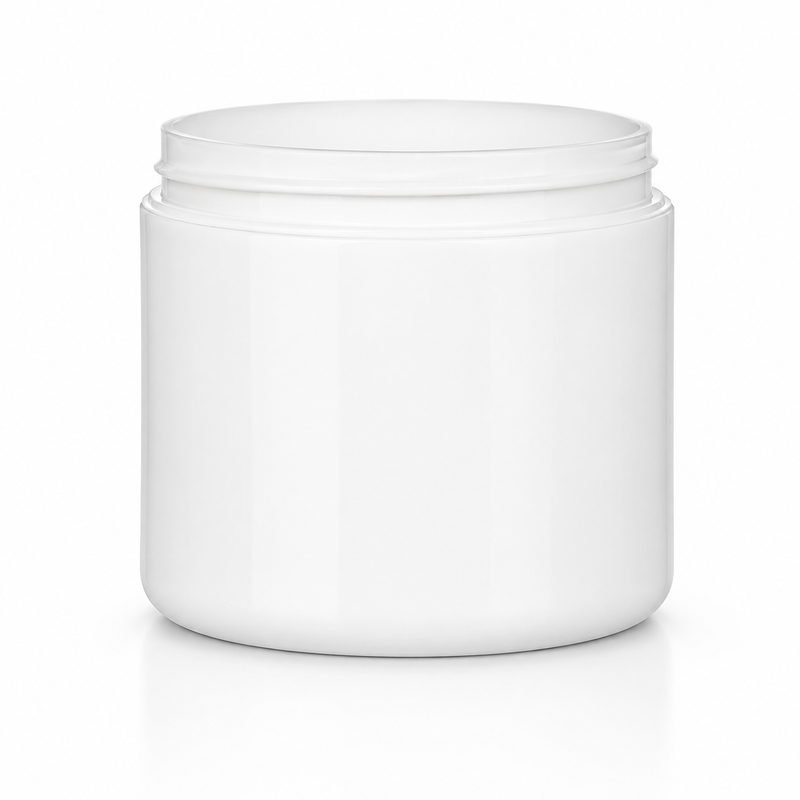 4 oz White 70-400 PP Double-Wall Round Square Base Plastic Jar