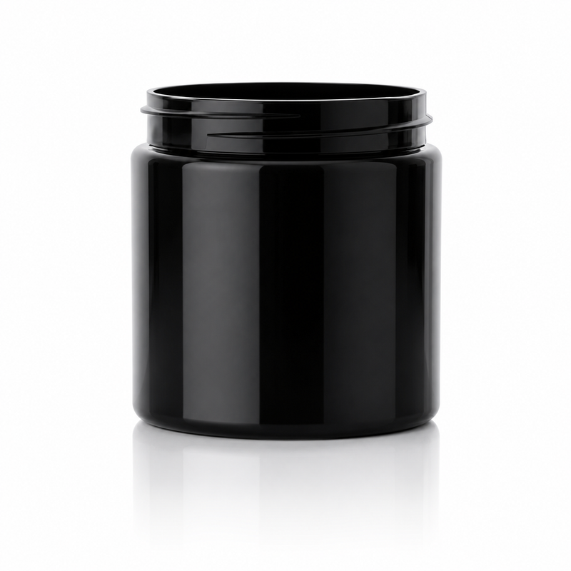4 oz Black 58-400 PET Single Wall Straight Sided Plastic Jar
