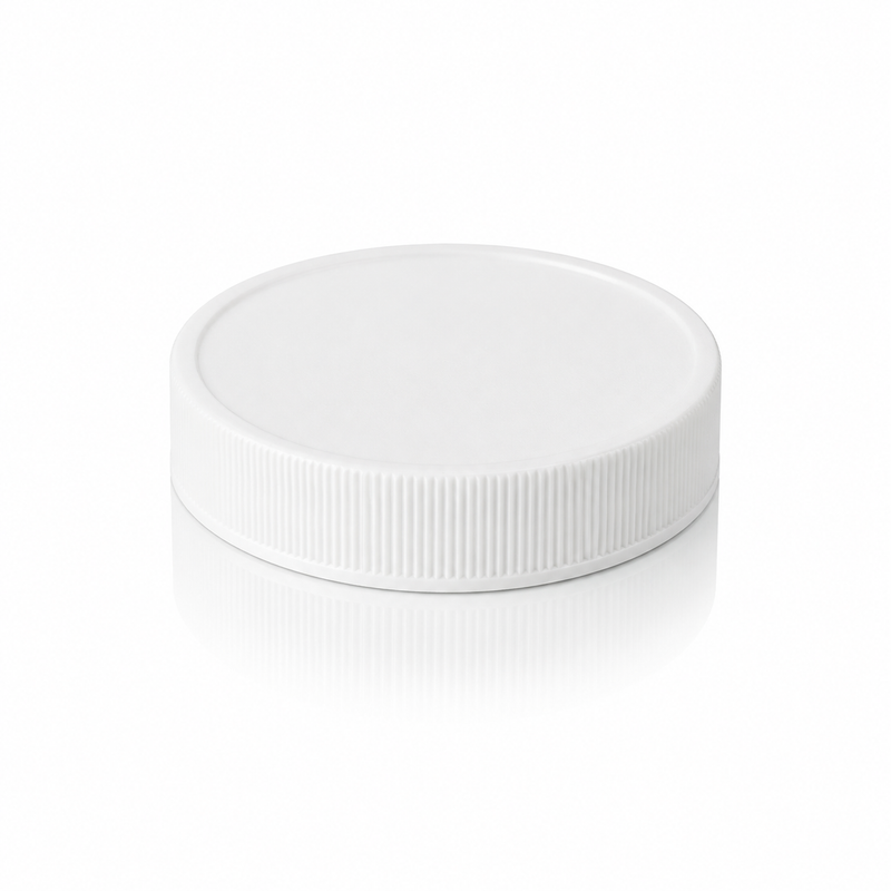 58-400 White Ribbed Skirt Cap (Pressure Sensitive Liner)