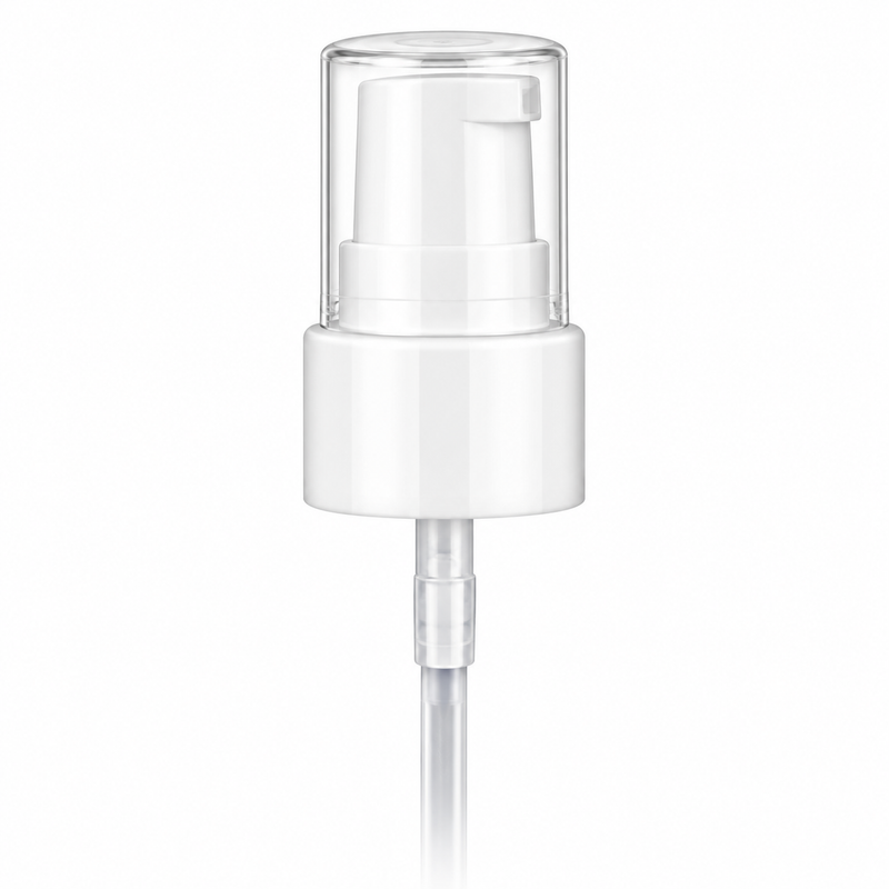 20-410 White Smooth Cosmetic Treatment Pump (4" Dip tube, 130mcl Output)