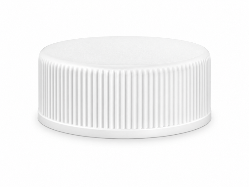 28-400 White Ribbed Cap (.035" Heat Seal/Pulp Liner)
