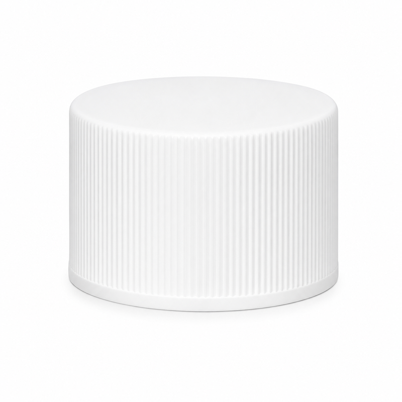 24-410 White Ribbed Plastic Cap (Foam Liner)