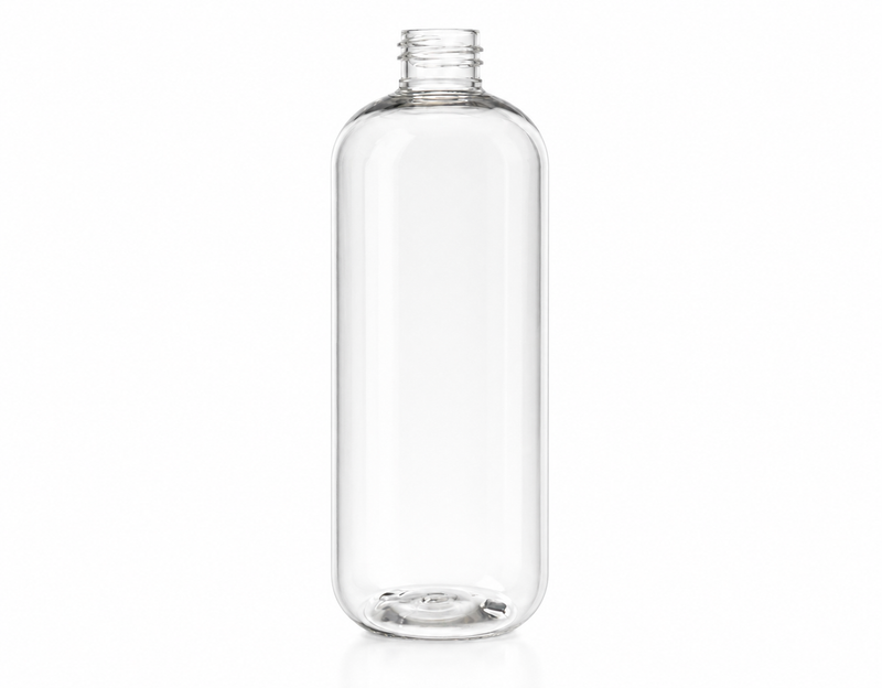 16 oz Clear 28-410 PET Boston Round Plastic Bottle