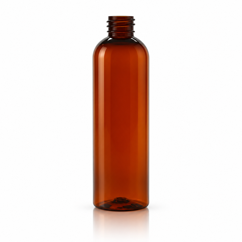 4 oz Dark Amber 20-410 Cosmo Round PET Plastic Bottle 100% PCR