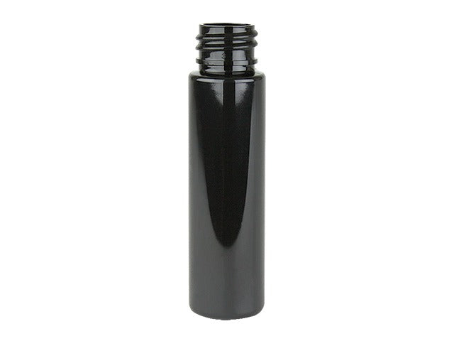 1 oz Black 20-410 TALL Cylinder Round Plastic Bottle PET