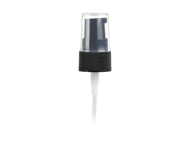 20-400 Black Ribbed Cosmetic Treatment Pump (130mcl Output, 3.56" Dip Tube )