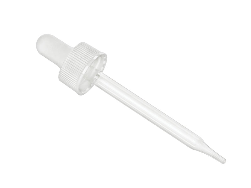 20-400 White Ribbed Dropper Assembly with Glass Pipette (Fits 2 oz)