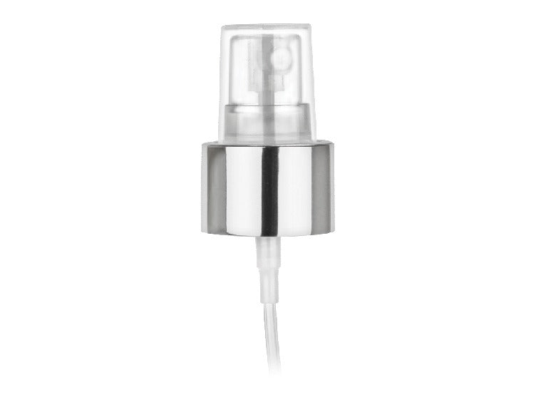 24-410 Silver/Natural-Colored Metal Shell Fine Mist Sprayer 6.375" Dip Tube (Output 0.12cc-0.14cc)