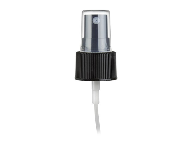 24-410 Black Fine Ribbed Fine Mist Sprayer (7.6875" Dip Tube, .12-.14 Output)