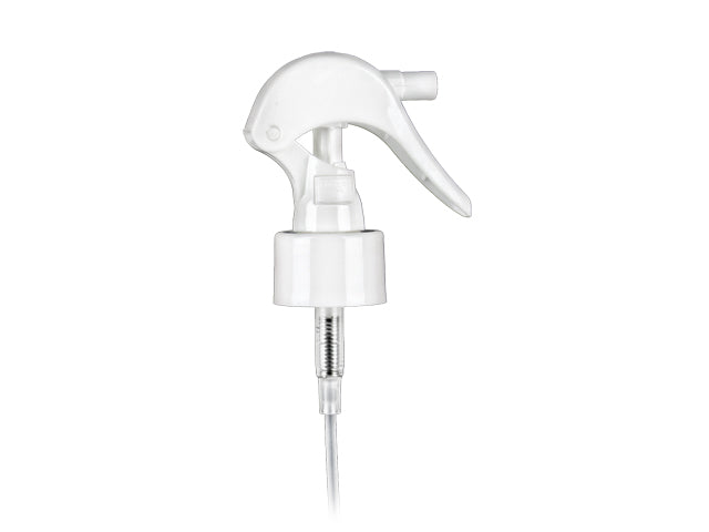 24-410 White Smooth Fine Mist Mini Curve Trigger Sprayer (6.75" Dip tube, .21mL)
