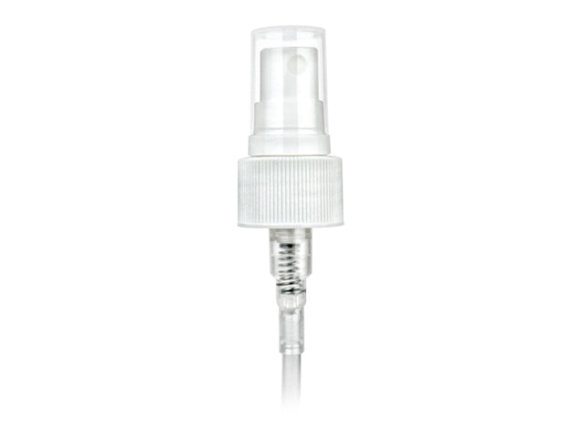 24-410 White Fine Ribbed Regular Mist Sprayers (7.625" Diptube, .30mL Output)