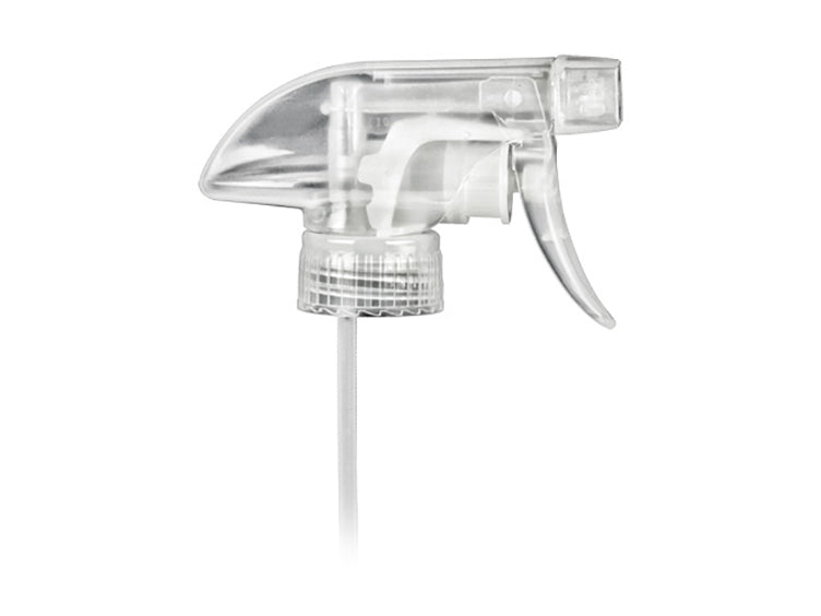 28-400 Natural Ribbed Trigger Sprayer All Plastic Spray/Stream/Off (9.25" Dip Tube, 1.1cc)