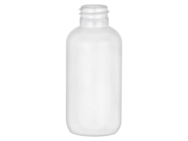 2 oz White 20-410 HDPE Boston Round Plastic Bottle