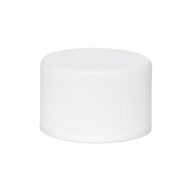 28-410 White Ribbed Plastic Cap (Foam Liner)
