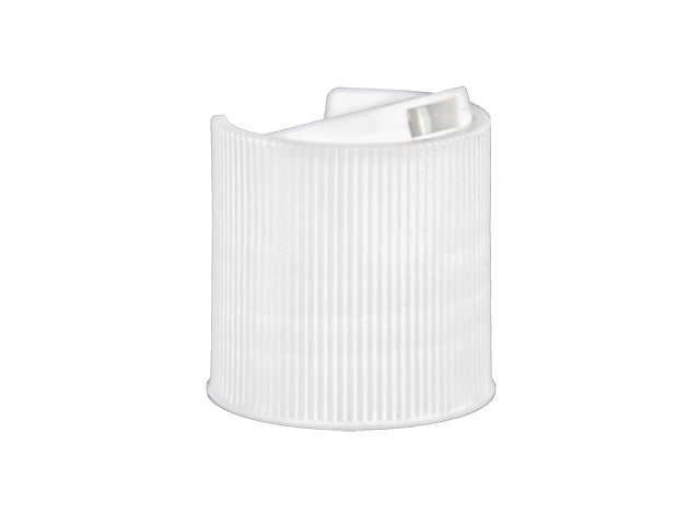 20-410 White Ribbed Disc Top Cap with Pressure Sensitive Liner