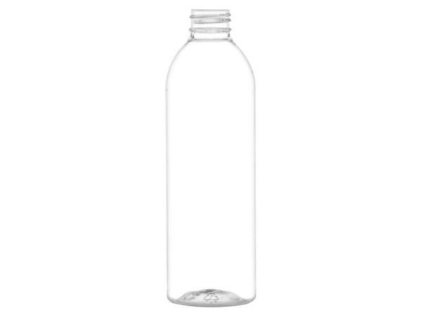 8 oz 24-410 Clear Cosmo Round PET Plastic Bottle