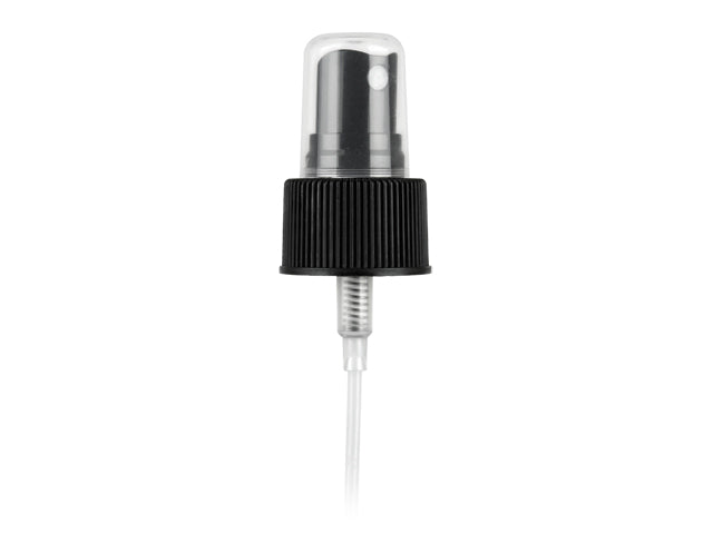 24-410 Black Fine Ribbed Fine Mist Sprayer 7.6875" Dip Tube (Output 0.16cc)