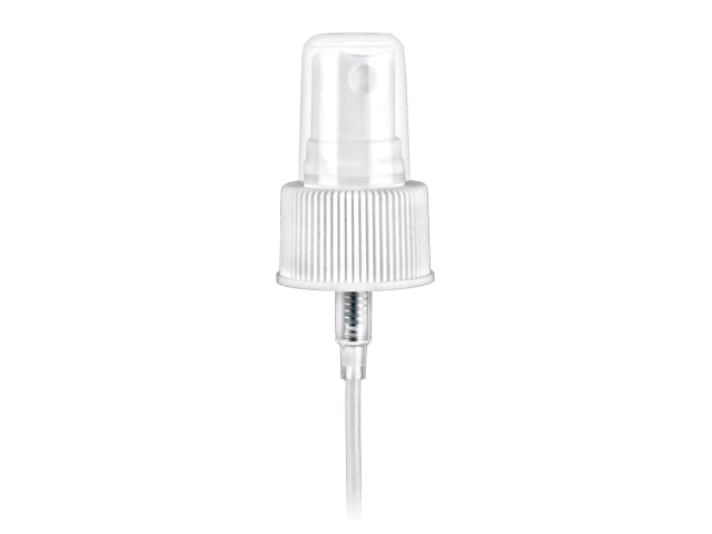 24-410 White Fine Ribbed Fine Mist Sprayer 4.75" Dip Tube (Output 0.16cc)