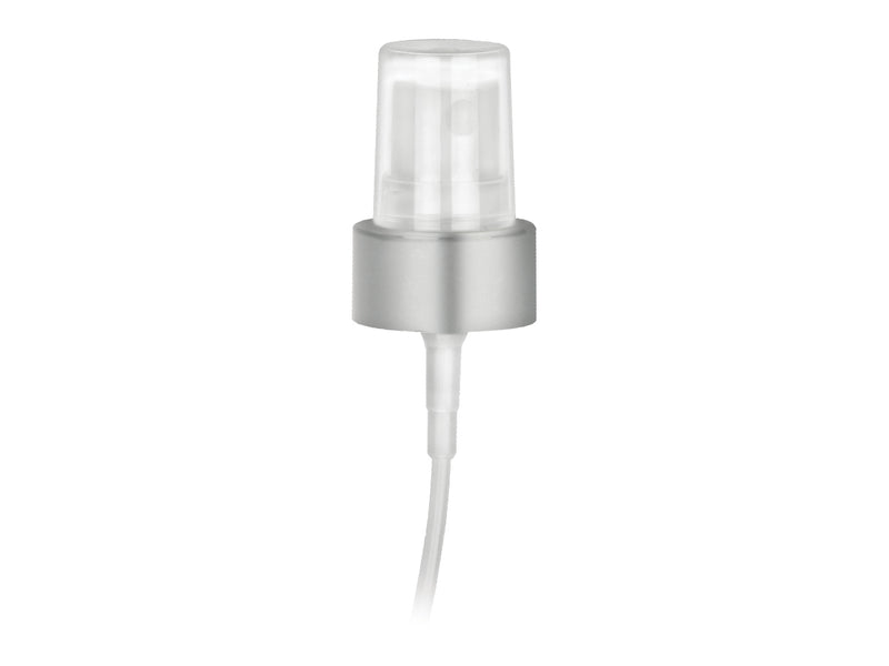 22-400 Brushed Aluminum Metallized/White Fine Mist Sprayer 4.3125" Dip Tube (Output 0.16cc)