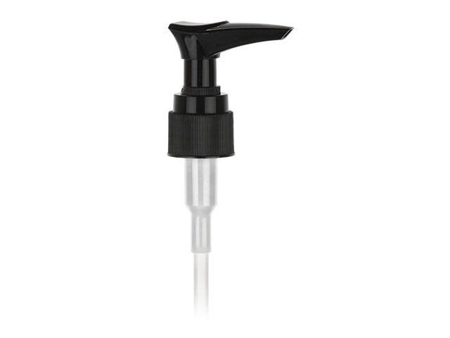 20-410 Black Ribbed Lotion Pump locking Ring Head 6" Dip Tube (Output .5cc)