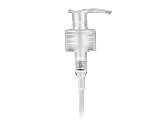 24-410 Natural-Colored Smooth Lotion Pump Lock Up Head - 8.75" Dip Tube (Output 1.2cc)