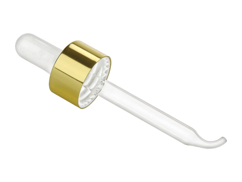 20-400 Gold Metal Shelled Closure White Bulb Dropper Assembly with a 2.75" Glass Pipette (Fits 1 oz)