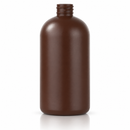 16 oz Brown HDPE Plastic Boston Round Bottle 28-410