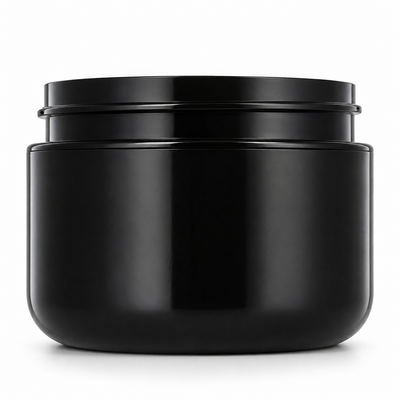 1oz Black 53-400 PP Double-Wall Round Base Plastic Jar