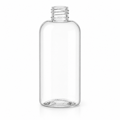 8 oz Clear 24-410 PET Boston Round Plastic Bottle