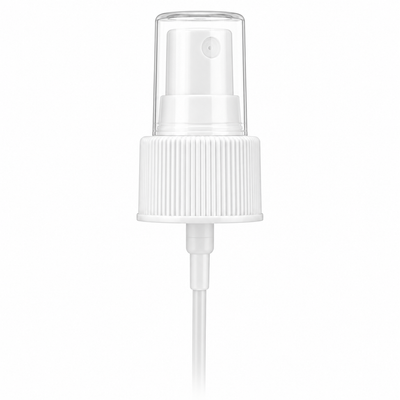 24-410 White Fine Ribbed Fine Mist Sprayer 7.6875" Dip Tube (Output .12mL-.14mL)