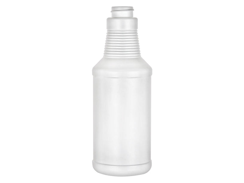 16 oz White 28-400 HDPE Carafe Style Round Ringed Neck Plastic Bottle